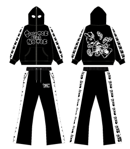 Black & White Slow Doe Masked Hoodie & Flare Bottom Set