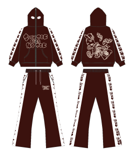 Brown & White Slow Doe Masked Hoodie & Flare Bottom Set