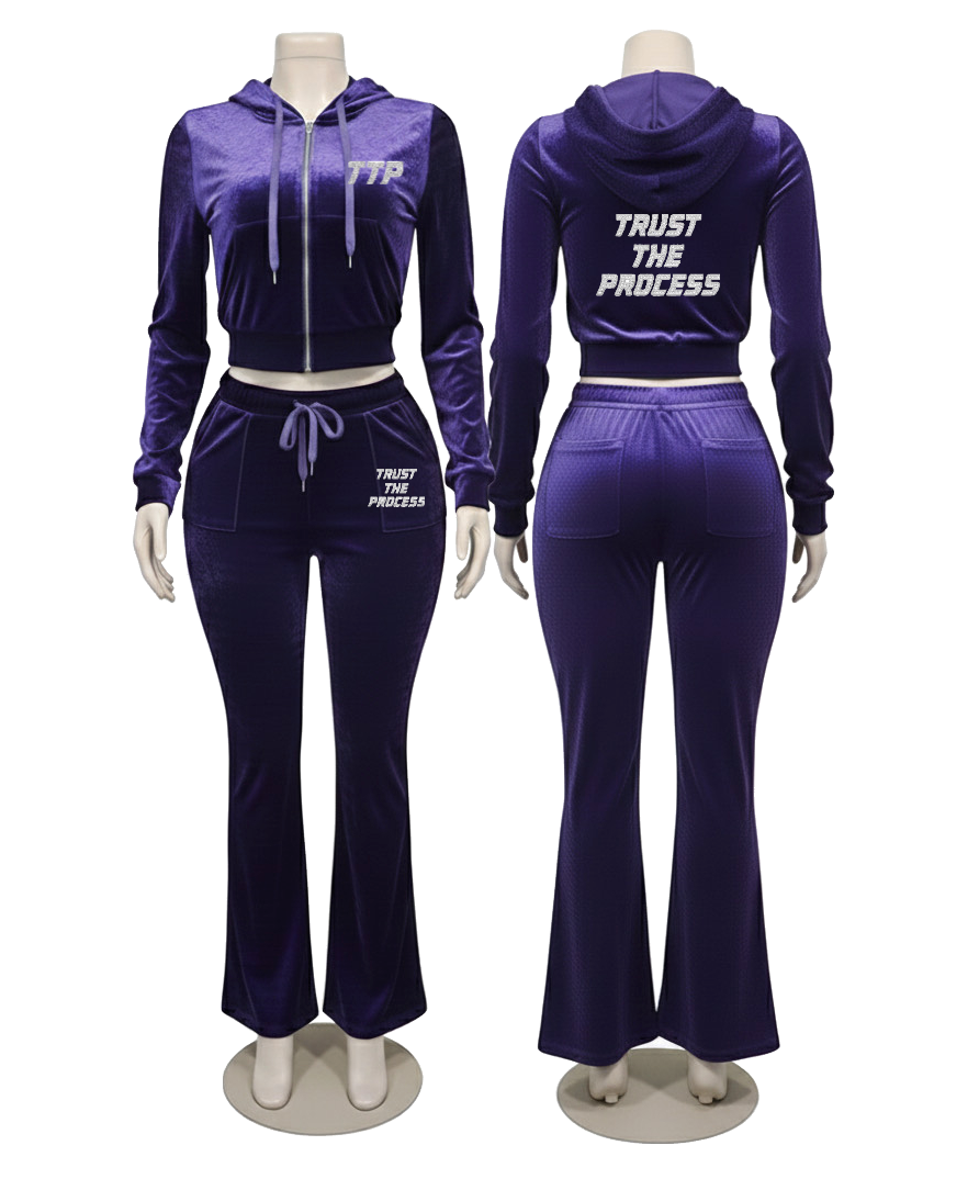 Purple Velour 2 Pc Jacket Set