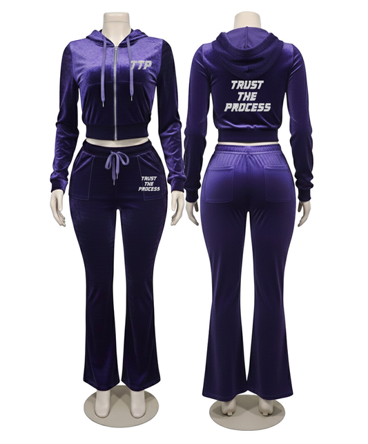Purple Velour 2 Pc Jacket Set