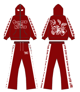 Red & White Slow Doe Masked Hoodie & Flare Bottom Set